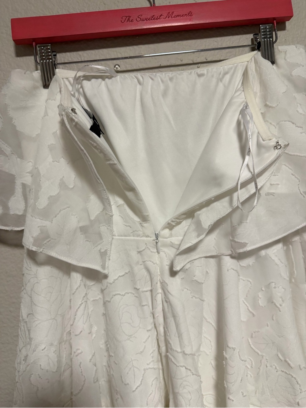Lulus White Floral Jacquard strapless Ruffle Dress Size Large Feminine - Picture 8 of 10